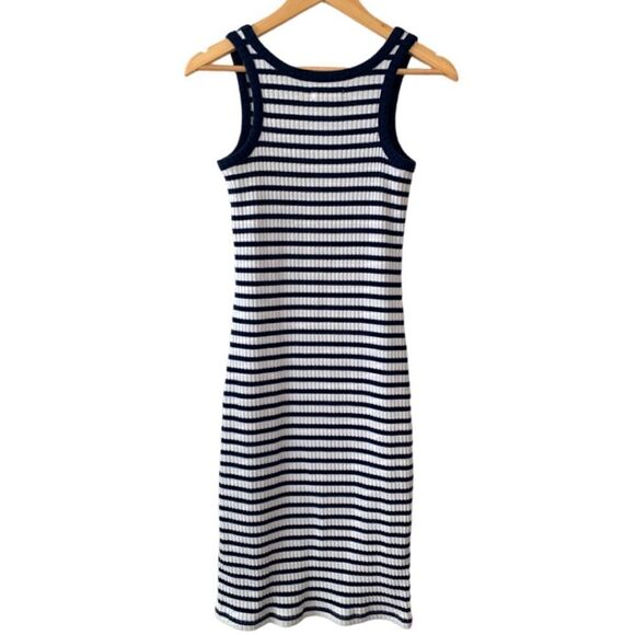Madewell Ribbed Tank Midi Dress Stripe Size Small - Picture 4 of 8